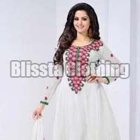 White Party Wear Anarkali Suit