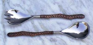 Steel Brass Handle Copper Finish Salad Set