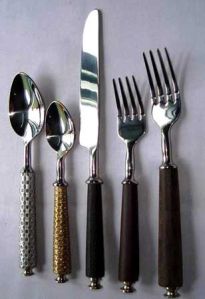 Steel with Leather Finish Cutlery Set