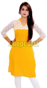 kurti net yellow