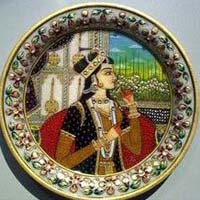 Mughal Love Marble Painted Plate