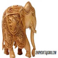 wooden carved elephants
