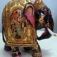 Wooden Gold Painted Elephants