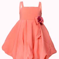 Girls Peach Balloon Frock