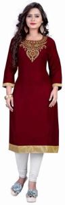 Maroon Embroidered Kurtis