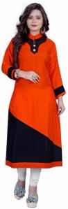 Orange Plain Kurti