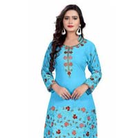 Sky Blue Embroidered Kurtis