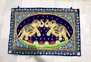 Elephant zardozi wall hanging