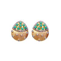 Golden Earring with Green Color Stone at 999
