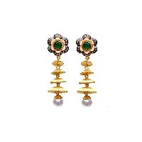 Golden Earrings with Pearl Bead at 750