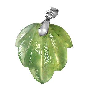 Prehnite stone leaf pendant