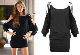 Ladies smart off-shoulder black dress