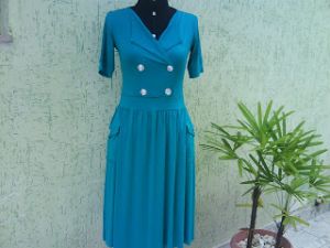 Ladies stretchable blue dress