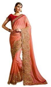 Colour Embroidered Georgette Saree