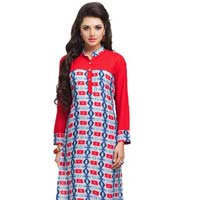 Daily wear Red Coloured Viscose Stitched Kurti