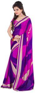 Purple Net Chiffon Graphic Saree