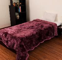 Mink Single Bed Floral Embossed  Purple Blanket