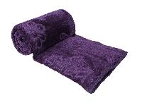 Mink Single Bed Floral Embossed Purple Blanket