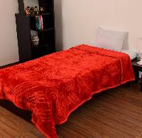Mink Single Bed Floral Embossed Red Blanket