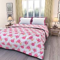 White Floral Print  Soft and Warm Micro Fiber Single Bed Blanket