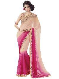 Georgette Beige Pink Indian Women