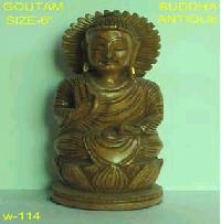 White Wood Antique Buddha Statue