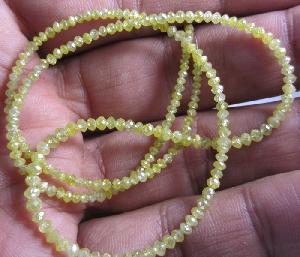 Yellow Color Faceted Diamond Beads Necklace