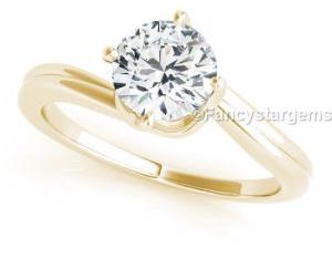 Yellow gold plated over white moissanite ring in 925 silver