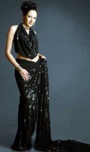 Self Sequence Embroidery Georgette Saree