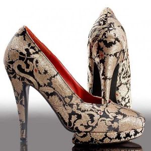 Black Brocade Pumps