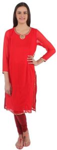 Vedikas Red Faux Georgette Kurti