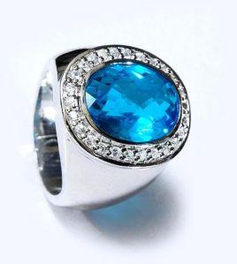 Designer Stone Blue Sterling Silver 925 Ring