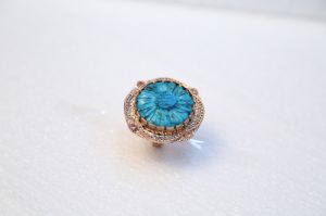 Emerald  Copper Antique Handmade Ring Blue