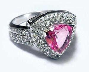 Sterling Silver 925 Radiant Pink Stone Ring