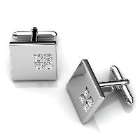 Rhodium Plated Diamond Color Mens Cufflinks