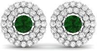 Silve Green Stone Zircon Halo With Antique Design Earring