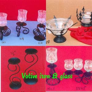 Votive Iron & Glass Set