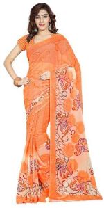 Casual Wear Orange  Printed Chiffon Saree_AAKO72SR1042CKSML