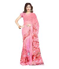 Casual Wear Salmon  Printed Chiffon Saree_AAKO22SR1041AKSML