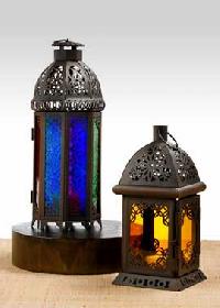 Iron Coloured Glass Lantern