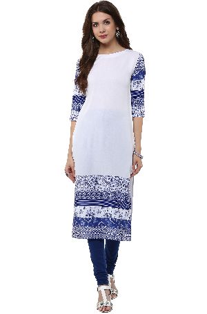 Janasya Women's White Casual Crepe Kurti