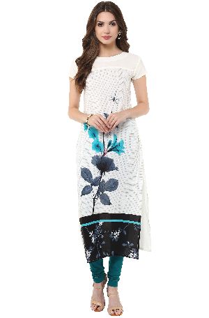 Janasya Women's White Casual Crepe Kurti