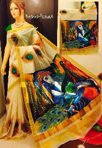Hand Painted Kerala Sarees