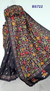 722 kantha stitch saree