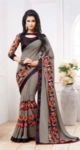 grey georgette saree