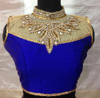 High Neck Blue Saree Blouse