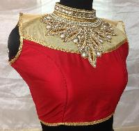 High Neck Red Saree Blouse