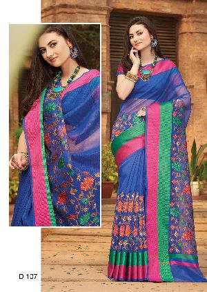 Chanderi Saree Blue