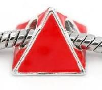 Pyramid Shaped Silver Plated Beads