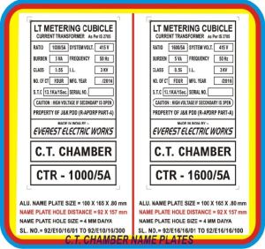 Electrical Transformer Aluminium Nameplates